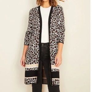 Ann Taylor Animal Print Color-block Long Cardigan
